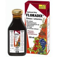 Floradix Żelazo i witaminy odżywczy tonik z wyciągami z ziół 