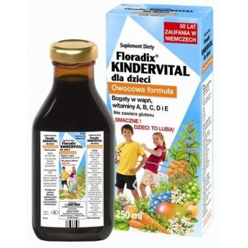 Floradix Kindervital 250 ml uzupełnia codzienną dietę dziecka w niezbędne witaminy oraz wapń