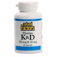 Natural Factors Witamina K2 + D3 z Natto Beans