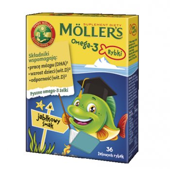 Mollers Omega-3 Rybki żelki z DHA i EPA