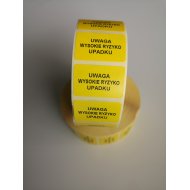 Etykiety: "Uwaga. Wysokie Ryzyko Upadku" do dokumentacji pacjenta kolor żółty