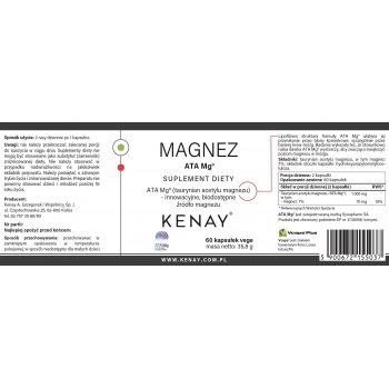 Magnez ATA Mg Taurynian Acetylu Magnezu etykieta